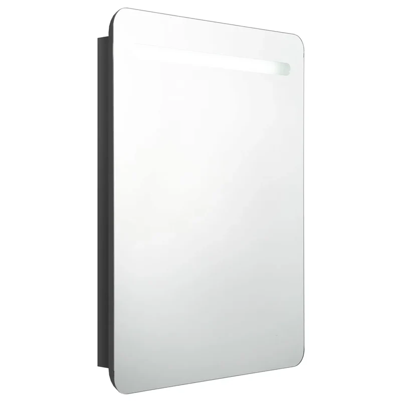 Armoire de salle de bain à miroir LED 60 x 11 x 80 cm avec étagères contemporaines en MDF noir brillant 02_0046744