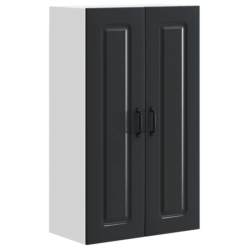 Armoire de cuisine rectangulaire moderne avec grand espace de stockage 60 x 31 x 100 cm en bois d'ingénierie noir 02_0053814