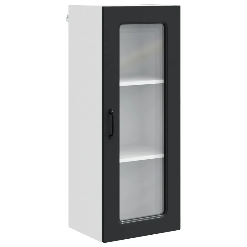 Armoire de cuisine moderne rectangulaire avec grand espace de stockage 40 x 31 x 100 cm en bois d'ingénierie noir 02_0053774