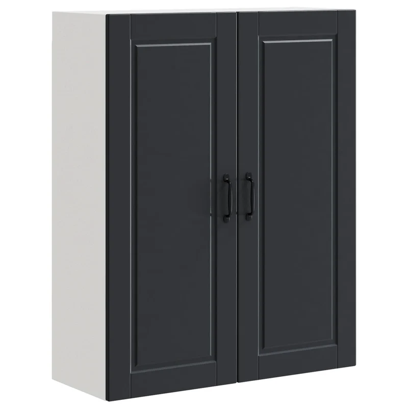 Armoire de cuisine murale moderne noir 80 x 31 x 100 cm avec rangement pratique style élégant en bois d'ingénierie noir 02_0054486