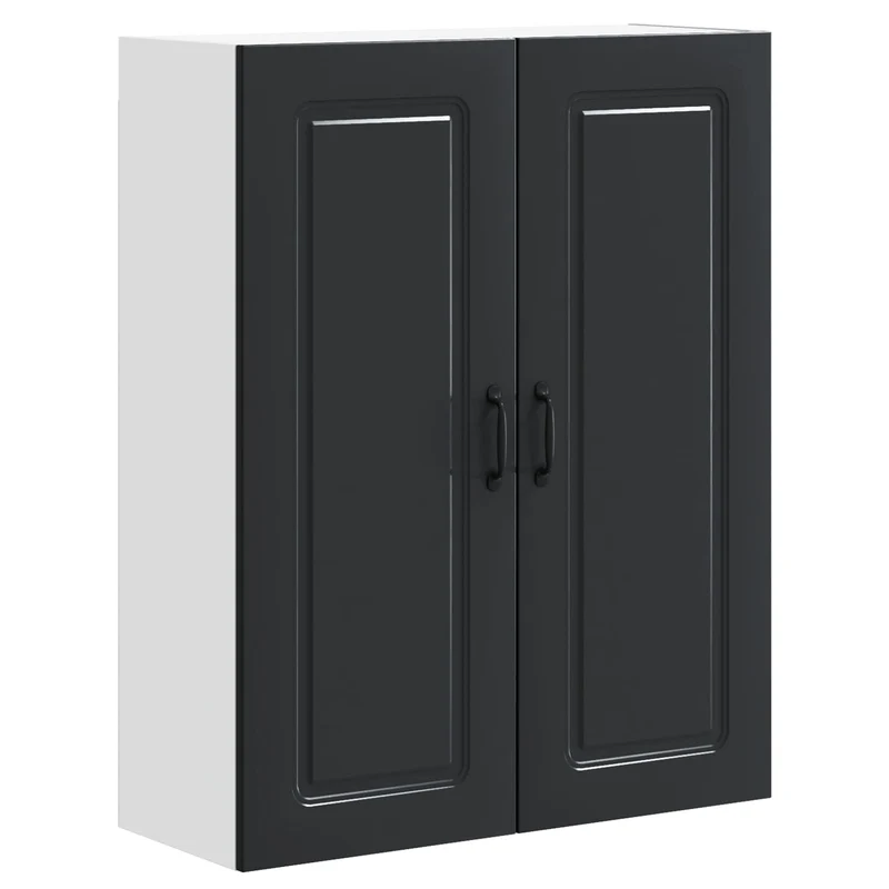 Armoire de cuisine rectangulaire moderne avec grand espace de rangement 80 x 31 x 100 cm en bois d'ingénierie noir 02_0053824