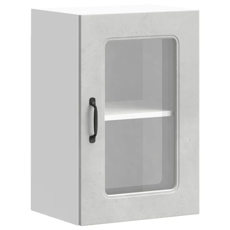 Armoire murale de cuisine avec porte en verre 40 x 31 x 60 cm espace de rangement pratique style contemporain en bois béton 02_0049954