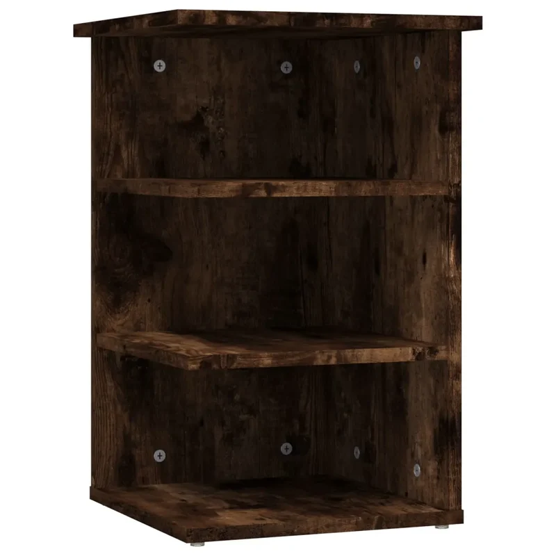Armoire latérale design moderne rangement 35 x 35 x 55 cm ambiance cosy en bois d'ingénierie chêne fumé 02_0048539