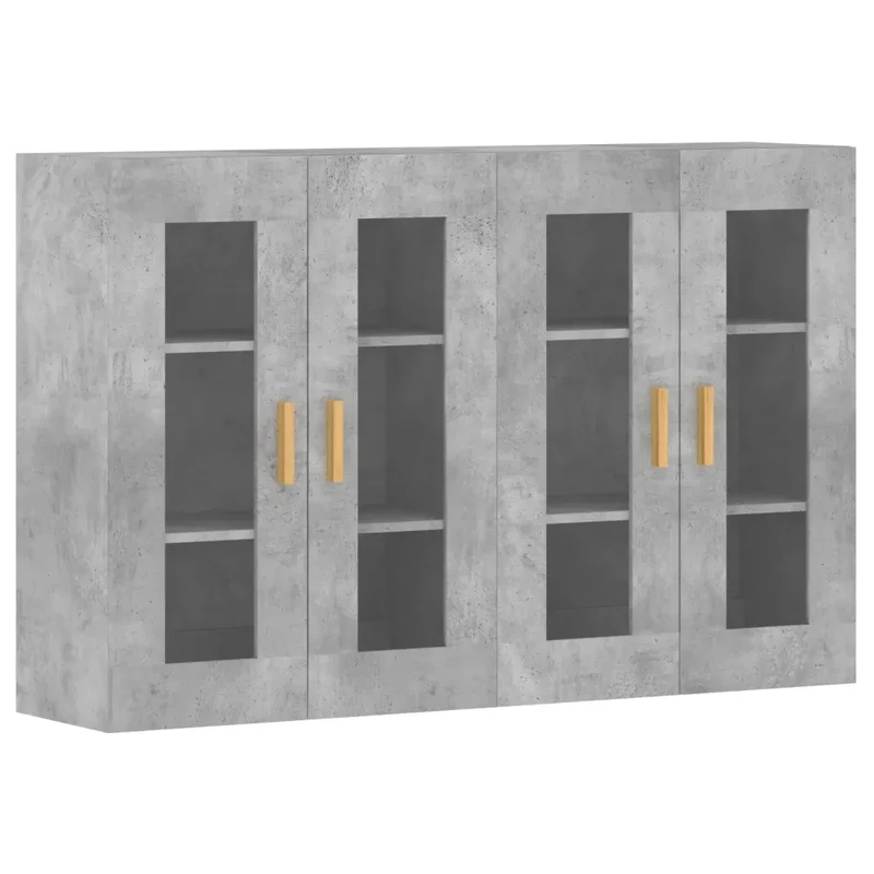 Lot de 2 armoires murales pratiques rangement vertical 69,5 x 34 x 90 cm en bois d'ingénierie gris béton 02_0055402