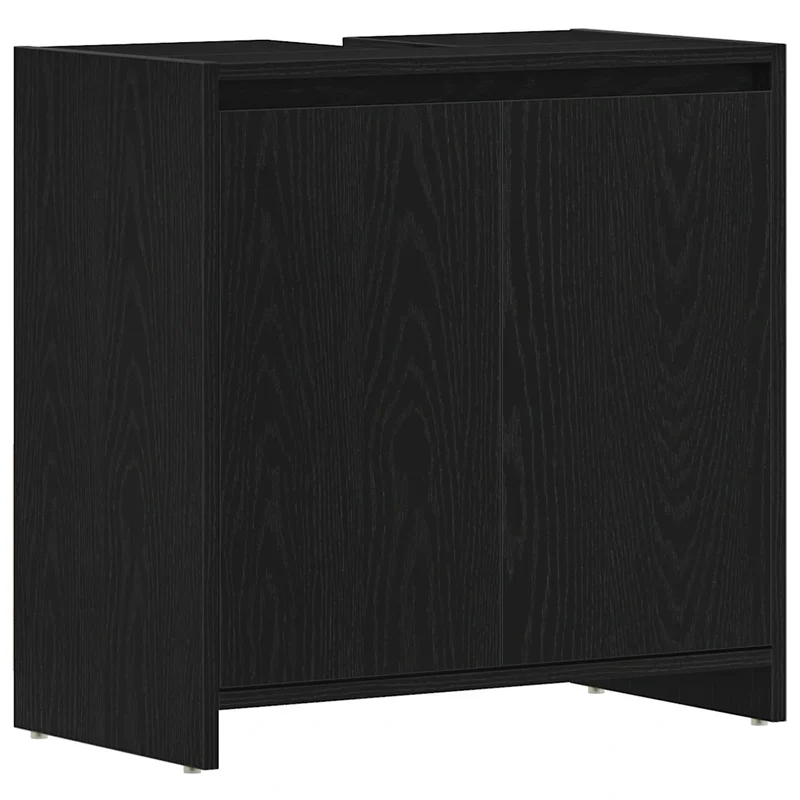 Armoire de bain bois d'ingénierie grand espace de rangement 60 x 33 x 60 cm en bois noir 02_0051871