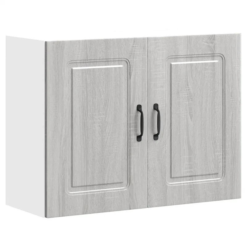 Armoire murale de cuisine Kalmar 80 x 31 x 60 cm grand espace de rangement style contemporain en bois d'ingénierie gris 02_0049998