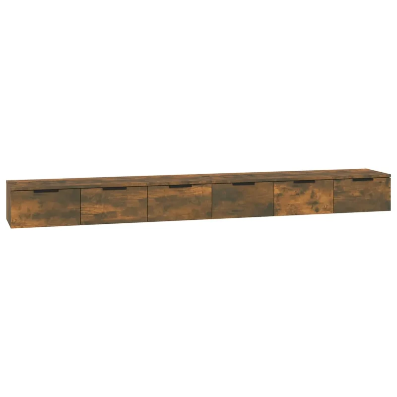 Lot de 2 armoires murales pratiques rangement 102 x 30 x 20 cm en bois d'ingénierie chêne fumé 02_0055233