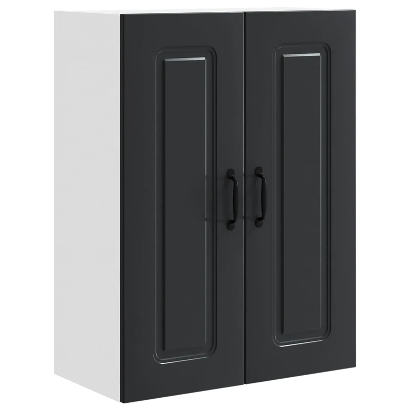 Armoire de cuisine design épuré rangement 60 x 31 x 80 cm en bois d'ingénierie noir 02_0053724