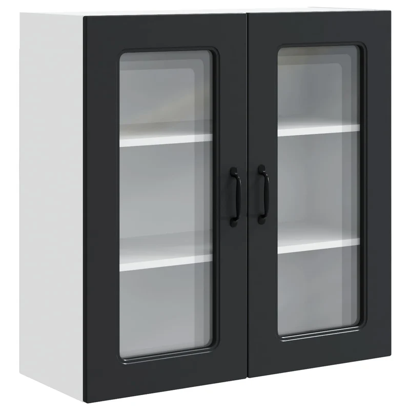 Armoire de cuisine design épuré rangement spacieux 80 x 31 x 80 cm en bois d'ingénierie noir 02_0053744