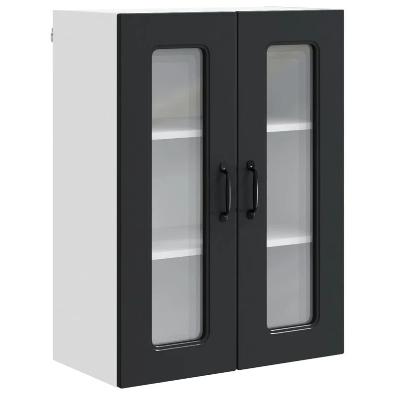 Armoire de cuisine rectangulaire avec grand espace de stockage 60 x 31 x 80 cm en bois d'ingénierie noir 02_0053764