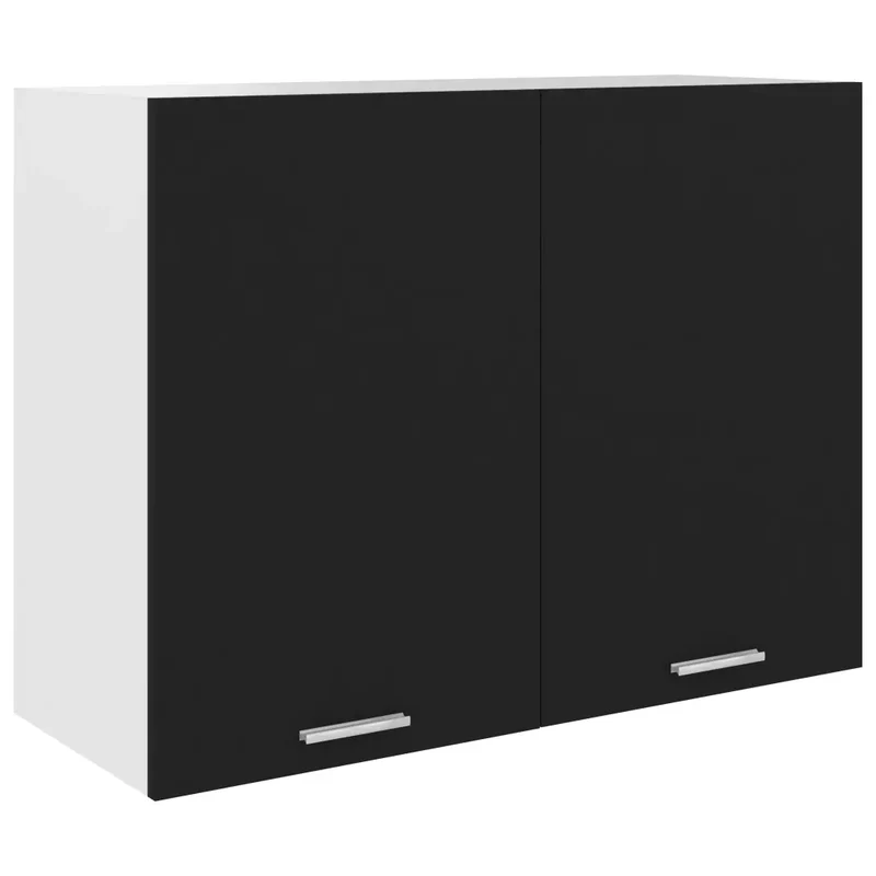 Armoire suspendue de rangement optimisée cuisine 80 x 31 x 60 cm en bois d'ingénierie noir 02_0047684