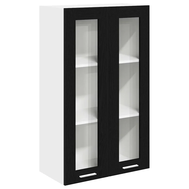 Armoire suspendue rectangulaire moderne cuisine rangement efficace 60 x 31 x 100 cm en bois d'ingénierie chêne noir 02_0053426