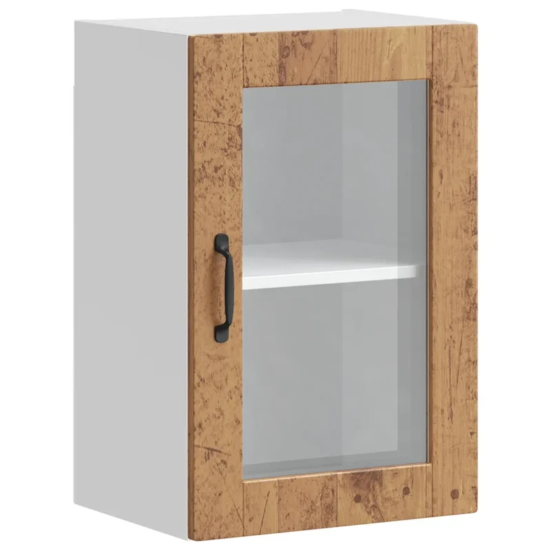 Armoire murale de cuisine design moderne 40 x 31 x 60 cm avec porte en verre fonctionnalité décorative en bois vieux bois 02_0050320