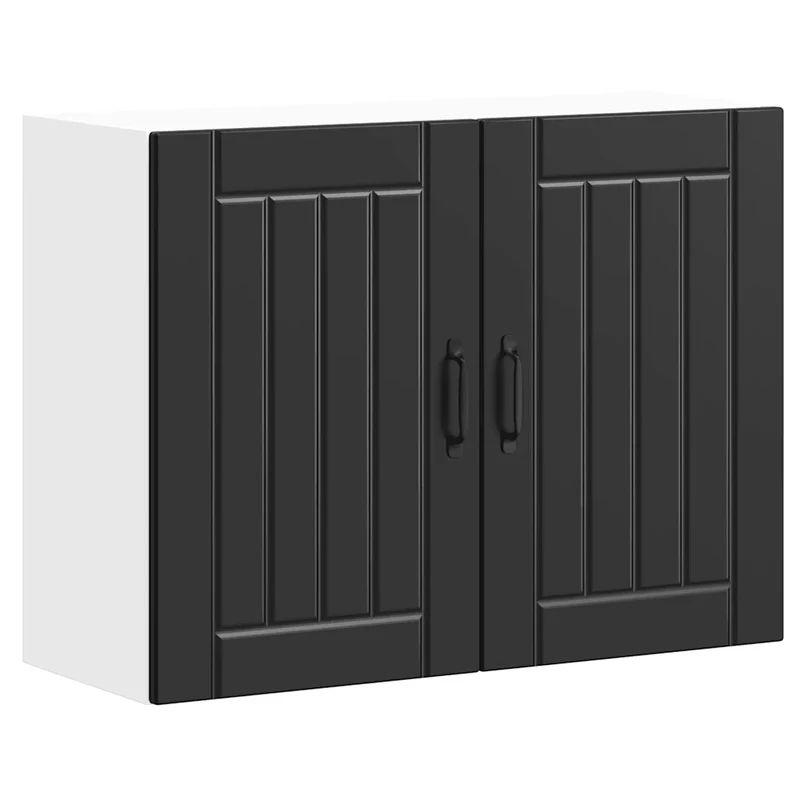 Armoire murale de cuisine design contemporain pratique rangement 80 x 31 x 60 cm en bois d'ingénierie noir 02_0050173