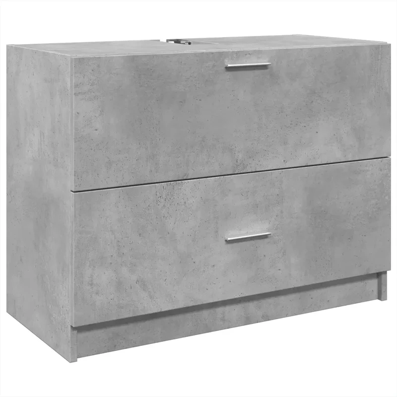 Armoire d'évier design moderne salle de bain 78 x 37 x 59 cm grand espace de rangement en bois gris béton 02_0049538