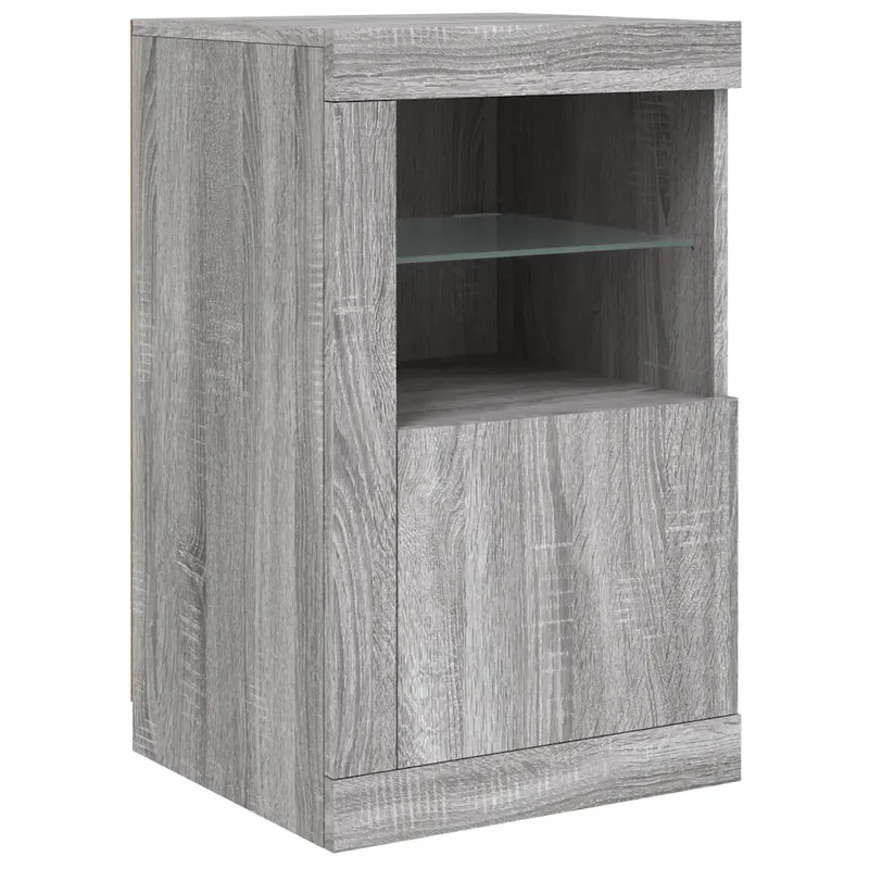 Armoire latérale avec éclairage LED moderne rangement pratique 41 x 37 x 67 cm en bois d'ingénierie sonoma gris 02_0049372