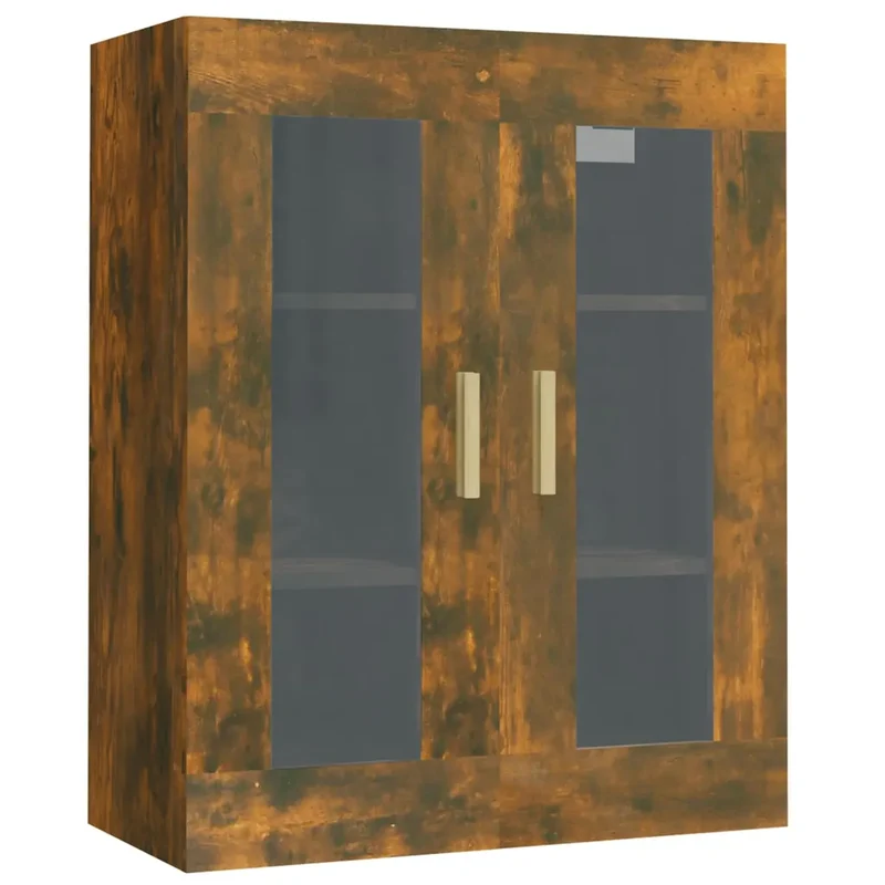 Armoire murale suspendue pratique moderne rangement 69,5 x 34 x 90 cm en bois d'ingénierie chêne fumé 02_0048316