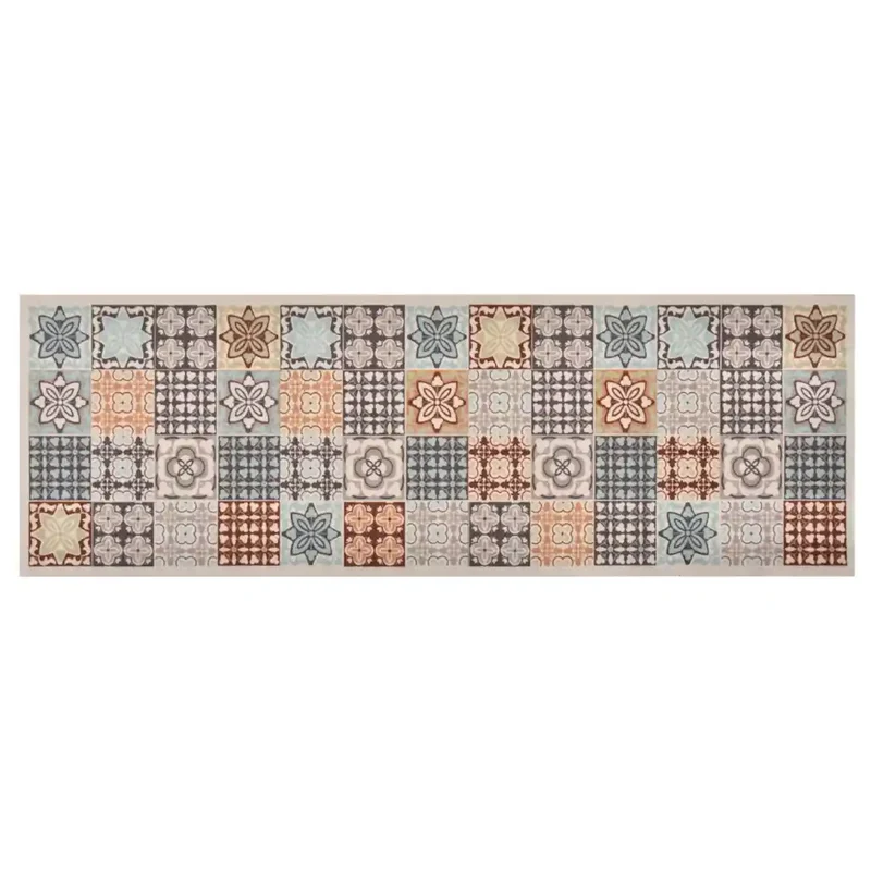 Tapis lavable rectangulaire 60 x 180 cm design moderne antidérapant ambiance cosy en polyamide mosaïque 02_0046544
