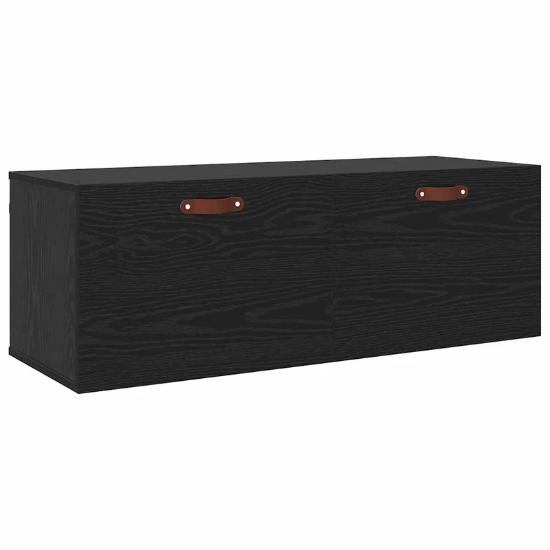Armoire murale noire moderne avec 2 étagères 100 x 36,5 x 35 cm en bois d'ingénierie noir 02_0052499
