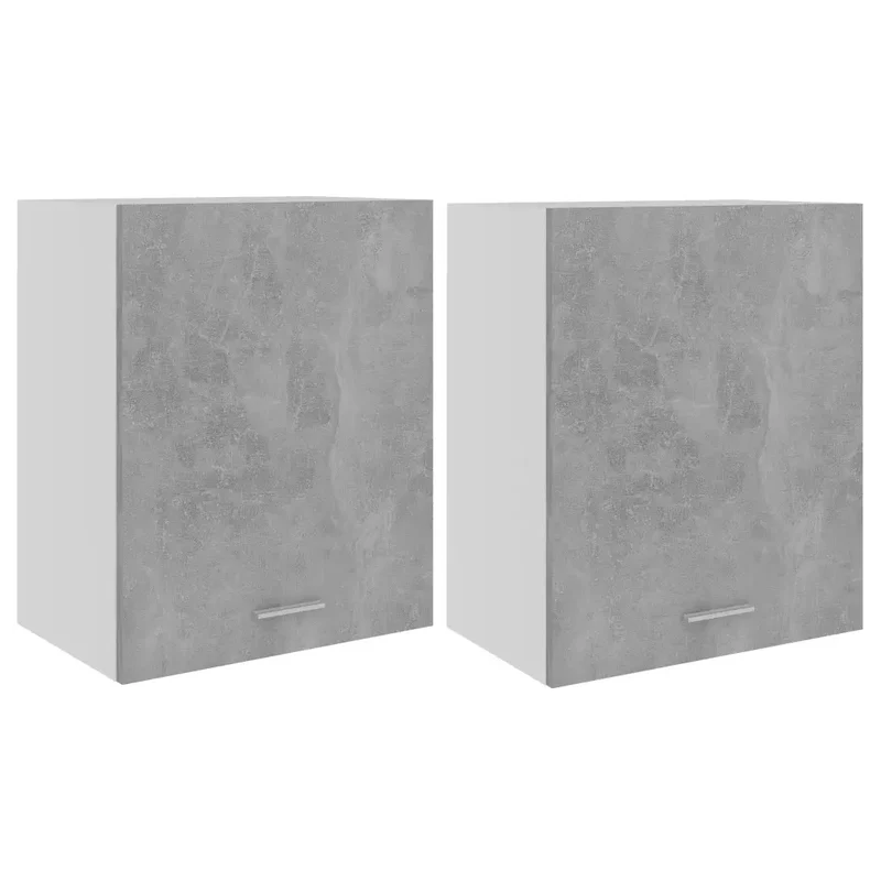 Lot de 2 armoires suspendues pratiques pour cuisine rangement 50 x 31 x 60 cm en bois d'ingénierie gris béton 02_0047844