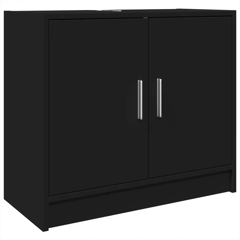 Armoire d'évier moderne avec grand espace de rangement 63 x 29 x 55 cm en bois d'ingénierie noir 02_0049521
