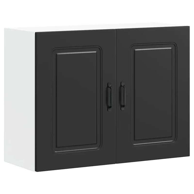 Armoire murale de cuisine Kalmar 80 x 31 x 60 cm grand espace de rangement design moderne en bois d'ingénierie noir 02_0049993