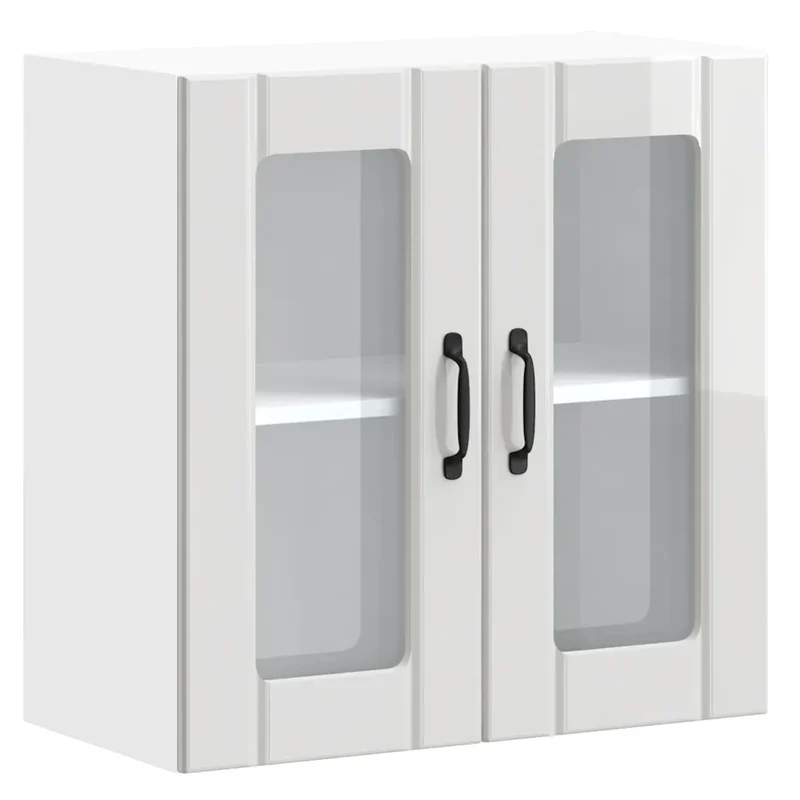 Armoire murale de cuisine design pratique 60 x 31 x 60 cm rangement optimisé en bois d'ingénierie blanc brillant 02_0050224