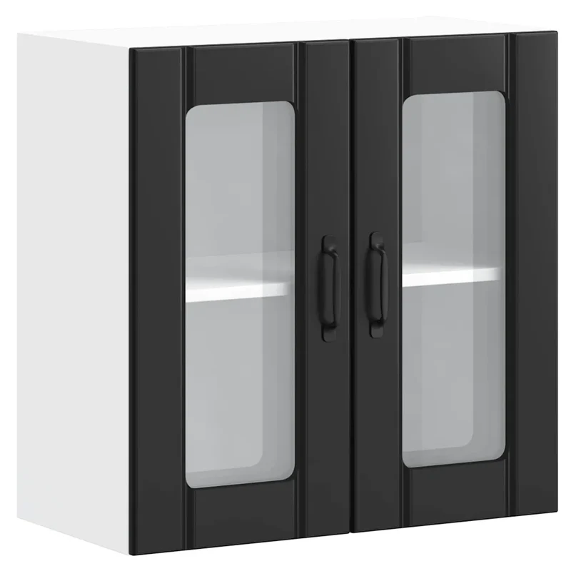 Armoire murale de cuisine design moderne rangement espace optimisé 60 x 31 x 60 cm en bois noir 02_0050223