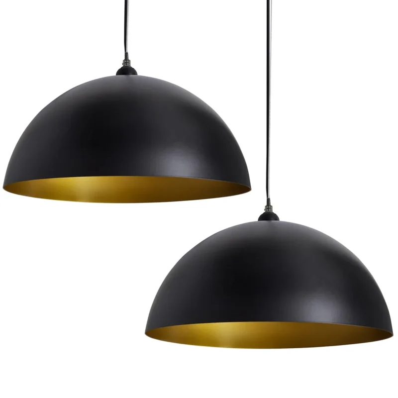 Lot de 2 plafonniers semi-sphériques design moderne réglable 35 x 17 cm en métal noir 02_0046242