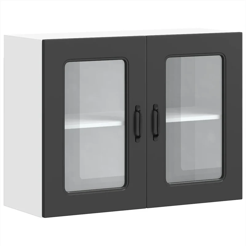 Armoire murale de cuisine design moderne espace de rangement 80 x 31 x 60 cm en bois d'ingénierie noir 02_0050013