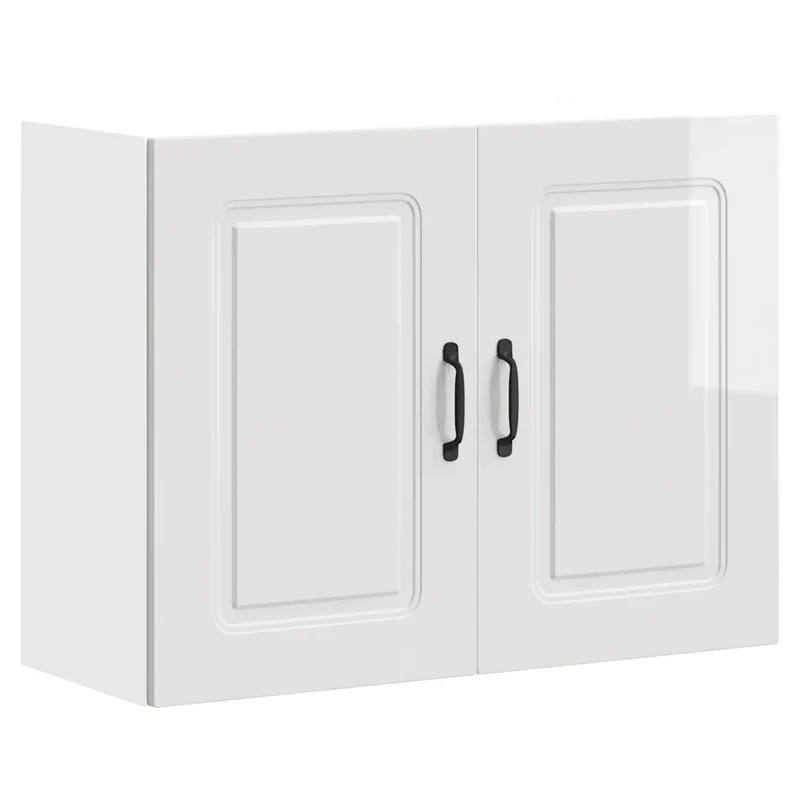 Armoire murale de cuisine optimisation espace 80 x 31 x 60 cm finition brillante moderne en bois d'ingénierie blanc 02_0049994