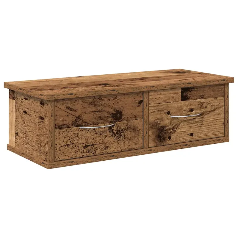 Armoire murale pratique avec 2 tiroirs 60 x 26 x 18 cm design élégant en bois d'ingénierie vieux bois 02_0050688