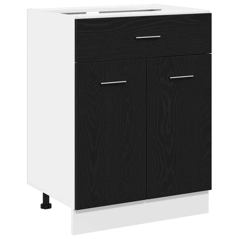 Armoire suspendue moderne avec tiroir espace de rangement 60 x 46 x 81 cm en bois d'ingénierie chêne noir 02_0051965