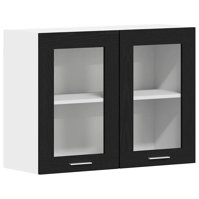 Armoire suspendue moderne avec étagère espace de rangement 80 x 31 x 60 cm en bois d'ingénierie noir 02_0051958