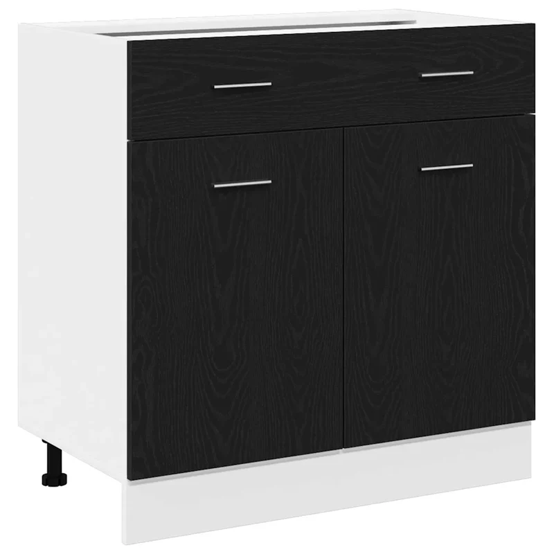Armoire suspendue moderne avec tiroir et étagère 80 x 31 x 81 cm rangement pratique en bois d'ingénierie chêne noir 02_0051966