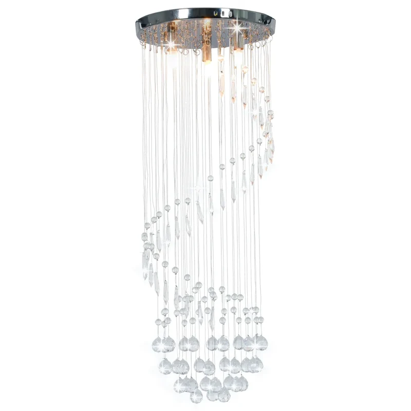 Plafonnier spirale moderne design extravagant 30 x 80 cm éclairage optimal en métal argenté 02_0046395