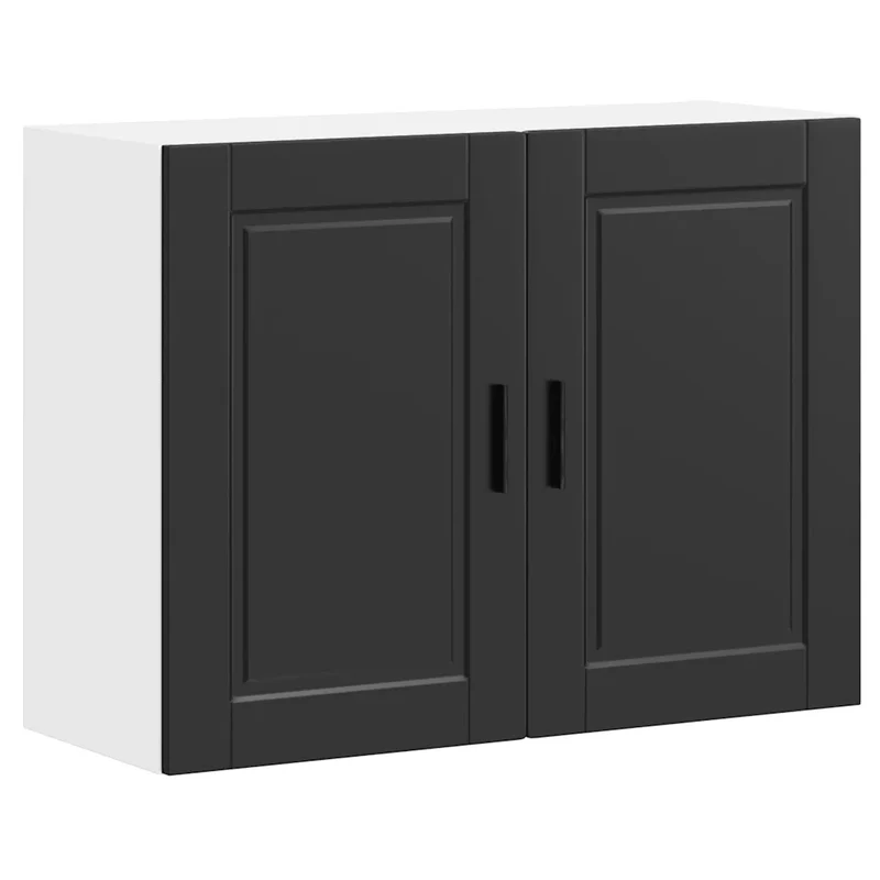 Armoire murale de cuisine fonctionnelle 80 x 31 x 60 cm espace de rangement optimisé design moderne en bois d'ingénierie noir 02_0050373