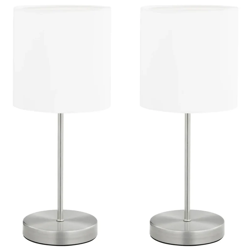 Lot de 2 lampes de table bouton tactile moderne 16 x 38,5 cm en métal blanc 02_0046011