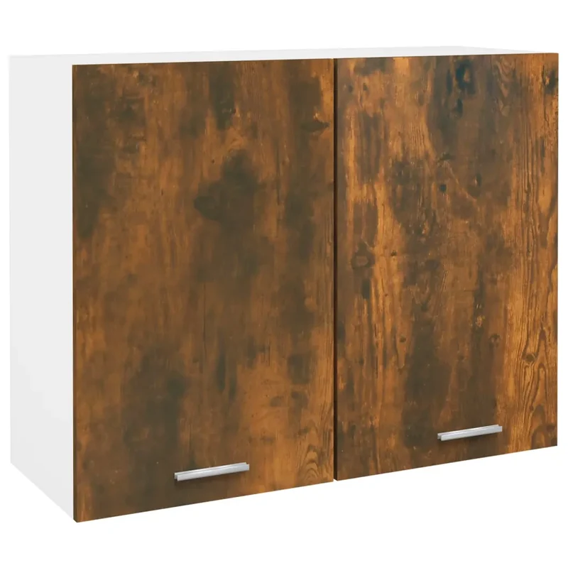 Armoire suspendue cuisine design moderne espace de rangement 80 x 31 x 60 cm en bois d'ingénierie chêne fumé 02_0048203