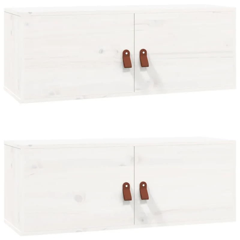 Lot de 2 armoires murales fonctionnelles design rustique 80 x 30 x 30 cm en bois de pin blanc 02_0048382