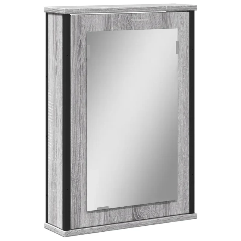 Armoire à miroir murale design épuré rangement 42 x 12 x 60 cm en bois d'ingénierie gris 02_0049433