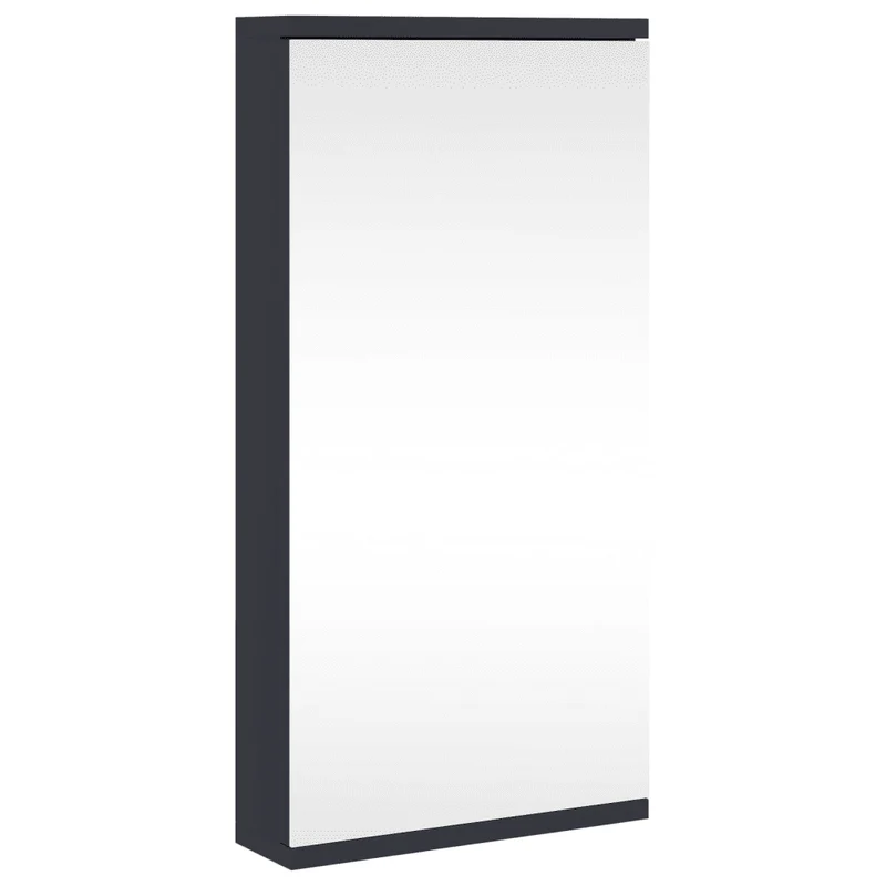 Armoire de bain à miroir d'angle murale avec rangement 30 x 24 x 60 cm design épuré en bois gris 02_0047278
