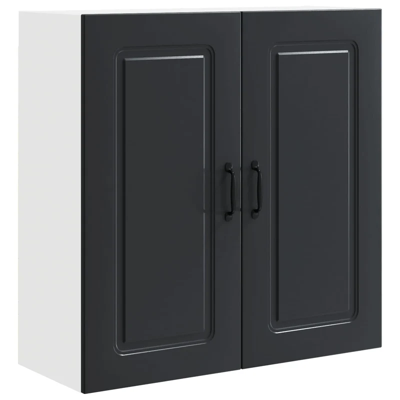 Armoire de cuisine moderne rangement espace intérieur 80 x 31 x 80 cm en bois d'ingénierie noir 02_0053734