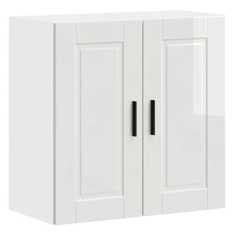 Armoire murale de cuisine design moderne rangement 60 x 31 x 60 cm finition brillante en bois d'ingénierie blanc 02_0050364