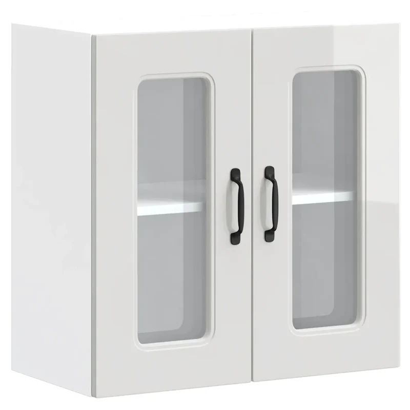 Armoire murale de cuisine design moderne optimisée espace 60 x 31 x 60 cm en bois d'ingénierie blanc brillant 02_0050044