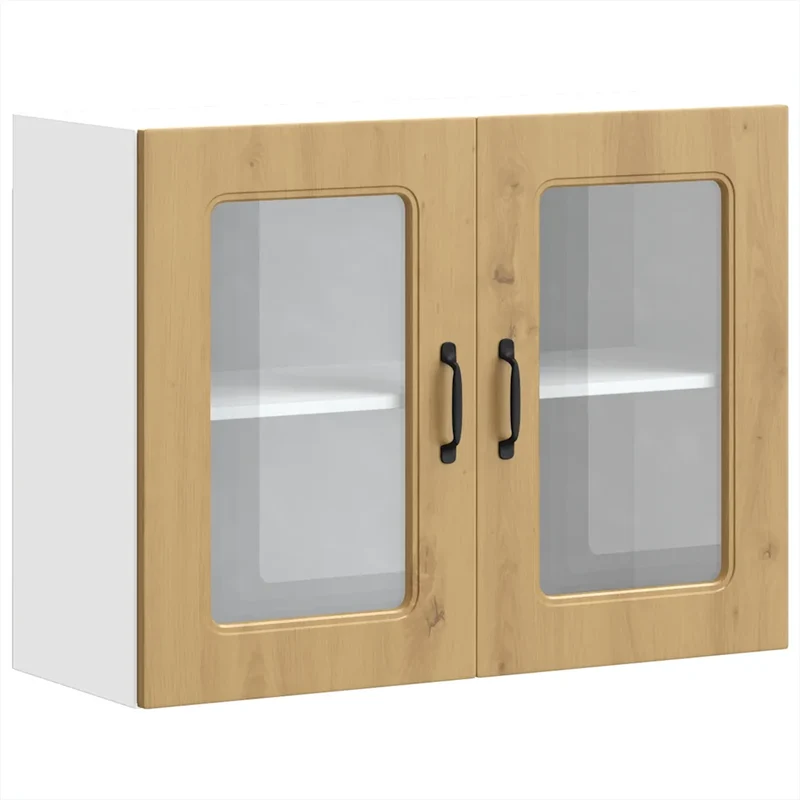 Armoire murale de cuisine moderne 80 x 31 x 60 cm grand espace de rangement en bois d'ingénierie chêne artisanal 02_0050021